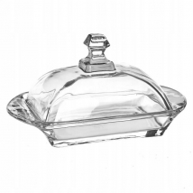Tadar Sklenená dóza na maslo s poklopom, 17,5 × 10,5 × 9,5 cm