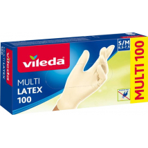 Vileda Multi Latex jednorazové latexové rukavice S/M, 100 ks