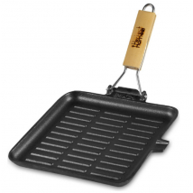 PANVICA liatina 24 x 24 cm hranatá s drevenou rúčkou