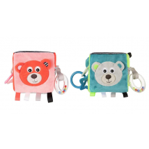 CANPOL PLYŠOVÁ SENZORICKÁ KOCKA MACKO MIX FARIEB