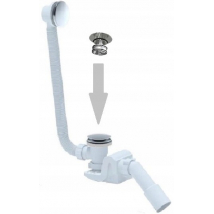 Vaňový sifón so zátkou click/clack, DN52, kov, 570 mm, prietok 48,6 l/min