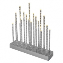 EMOS Vianočný LED svietnik strieborný, 19 LED, 28,5 cm, teplá biela