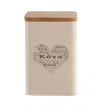 DÓZA PLECH/DREVO 9,5x9,5x14CM KÁVA SRDCE