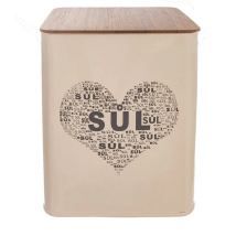 DÓZA PLECH/DREVO 9,5x9,5x14CM SOĽ SRDCE