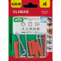 Klimas Hmoždinka s rovným hákom 6x30, 6 ks