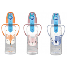 CANPOL FĽAŠA UZKOHRDLÁ S ÚCHYTMI CUTE ANIMAL 250ML 1KS MIX