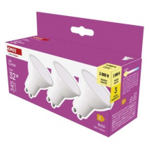 Emos LED žiarovka Classic MR16 GU10, 3 W, teplá biela, 3 ks