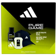 KAZETA ADIDAS PURE GAME DEODORANT 150ML + TOALETNÁ VODA 50ML + ŠILTOVKA 