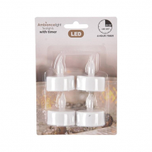 LED čajové sviečky s časovačom, 4 ks