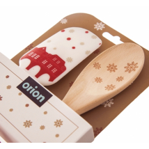 STIERKA KUCHYNSKÁ SILIKÓN/DREVO+VAREŠKA DOMKY ZLATÁ