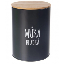 DÓZA PLECH/BAMBUS 9,5x9,5x14CM MÚKA HLADKÁ