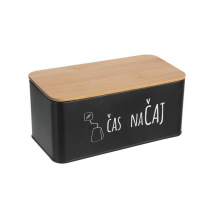 Orion Dóza plech/bambus Čas na čaj, 20,3 × 10,3 × 9 cm