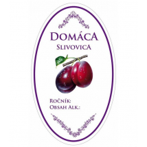Samolepky na fľaše Domáca Slivovica, oválne biele, 16 ks