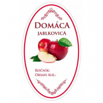 Samolepky na fľašu Domáca Jablkovica, oválne biele, 16 ks