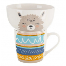 HRNČEK + MISKA PORECELÁN LAMA 0,35L SET