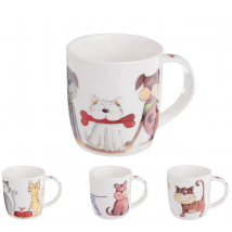 HRNČEK PORECELÁN PSY A MAČKY 0,4L MIX