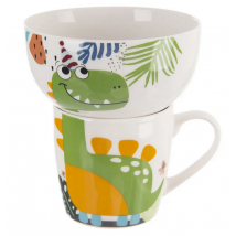 HRNČEK + MISKA PORCELÁN DINO 0,35L SET