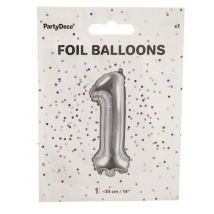 BALÓNIK FOLIA ČÍSLO 1 35CM STRIEBORNÝ