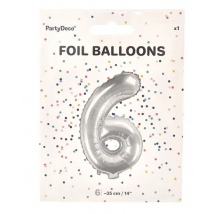 BALÓNIK FÓLIA ČÍSLO 6 35CM STRIEBORNÝ