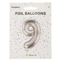 BALÓNIK FÓLIA ČÍSLO 9 35CM STRIEBORNÝ