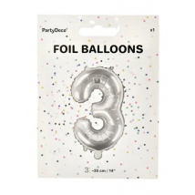 BALÓNIK FÓLIA ČÍSLO 3 35CM STRIEBORNÝ