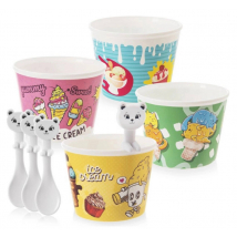 POHÁR+LYŽICA UH ZMRZLINA ICE 0,3L 4 KS MIX