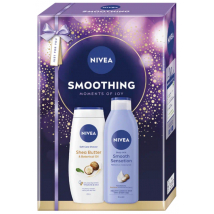 KAZETA NIVEA SMOOTHING SPRCHOVÝ GÉL 250ML + TELOVÉ MLIEKO 250ML