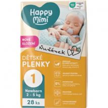 Happy Mimi Detské plienky Newborn 1, 2–5 kg, 28 ks