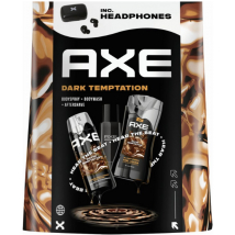 KAZETA AXE DARK TEMPTATION SPRCHOVÝ GÉL 250ML + DEODORANT 150ML + VODA PO HOLENI 100ML + SLUCHADLA 