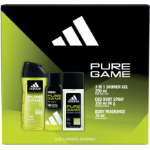 KAZETA ADIDAS PURE GAME SPRCHOVÝ GÉL 250ML + DEODORANT 150ML + PARFÉMOVANÝ DEODORANT 75ML 