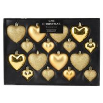 OZDOBA ZÁVESNÁ VIANOČNÁ SRDCIA 16KS ZLATÉ