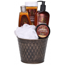 KAZETA ARGAM ŠAMPÓN 250ML + SPRCHOVÝ OLEJ 300ML + TELOVÉ MASLO 100ML + KRÉM NA RUKY 300ML + MASÁŽNA HUBKA