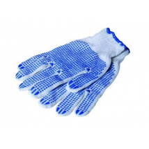 Levior Plover pracovné rukavice polyester/bavlna s PVC terčíkmi, modré, veľkosť 10"