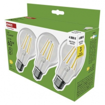 Emos LED žiarovka Filament A60, E27, 5,9 W (60 W), neutrálna biela, 3 ks