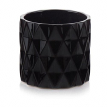 KVETINÁČ PIANO 13 CM GEOMETRICKÝ DEKOR OKRÚHLY ČIERNY