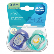 Canpol Babies Cumlík silikónový symetrický NightGlow, 0-6 m, chlapec, 2 ks