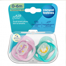 Canpol Babies Cumlík silikónový symetrický Night Glow, 0-6 m, dievča, 2 ks