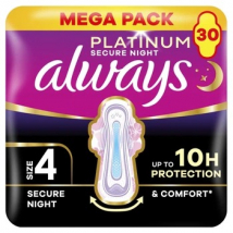 Always Platinum Secure Night hygienické vložky veľkosť 4, 30 ks