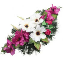 Ikebana 4057 s umelými kvetmi – dália, gladiola, ruža