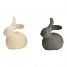WU Keramický zajačik béžový/čierny, 2-dielny set, 12×14×8 cm
