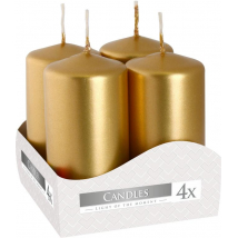 Aura Adventné sviečky zlaté metalické, 4 × 80 g (8 cm × 3,8 cm)