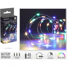 Vianočná svetelná reťaz 40 LED farebná s časovačom, vnútorná, 195 cm