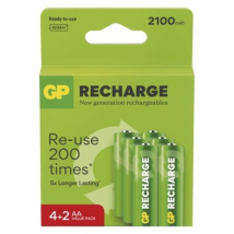 GP ReCharge nabíjacie batérie AA (HR6) 2100 mAh, 6 ks