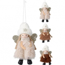 Závesná ozdoba anjel, 9 cm, sada 3 ks, polyester, mix