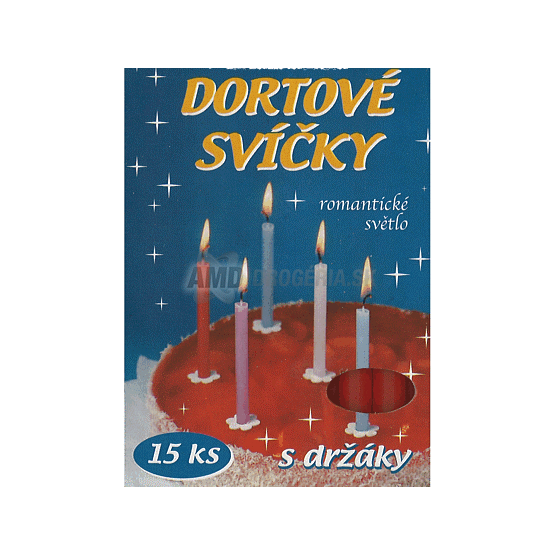 TORTOVÉ SVIEČKY 15 KS + DRŽIAKY ČERVENÉ
