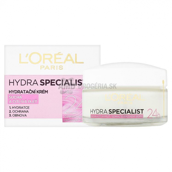 LOREÁL HYDRA SPECIALIST HYDRATAČNÝ KRÉM NA SUCHÚ A CITLIVÚ PLEŤ 50 ML