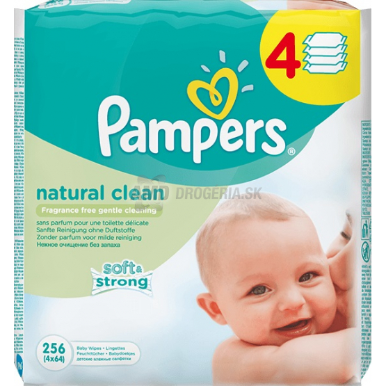 PAMPERS WIPES NATURALLY CLEAN KAMILKA 4 x 64 KS
