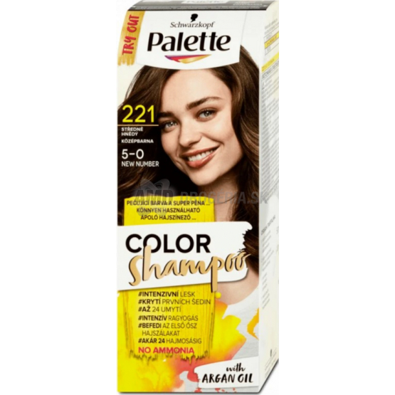 PALETTE COLOR SHAMPOO 221 STREDNE HNEDÁ