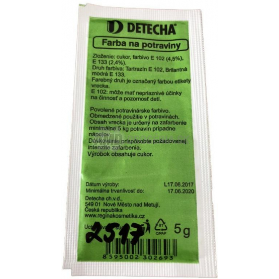 POTRAVINÁRSKE FARBIVO - ZELENÉ 5 G