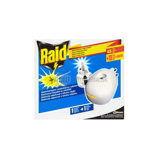 RAID ELEKTRICKÝ STROJČEK + NÁHRADNÁ NÁPLŇ 45 + 15 NOCÍ 35 ML
